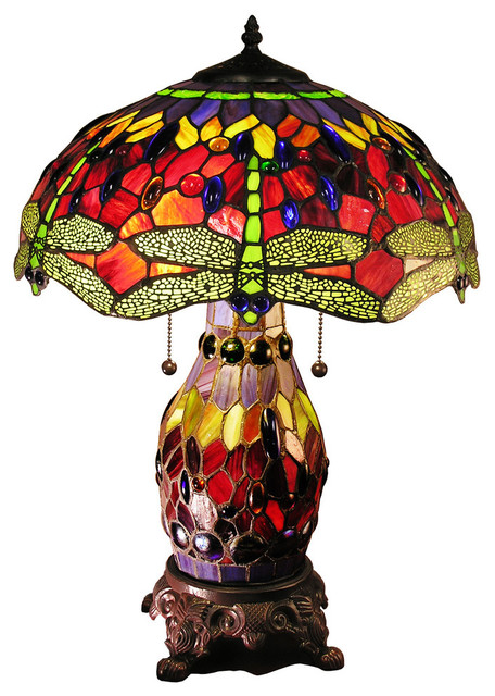Warehouse Of Tiffany Zurie 16 Double Lit Red Dragonfly Table Lamp Warehouse Of Tiffany Zurie 16 Double Lit Red Dragonfly Table Lamp