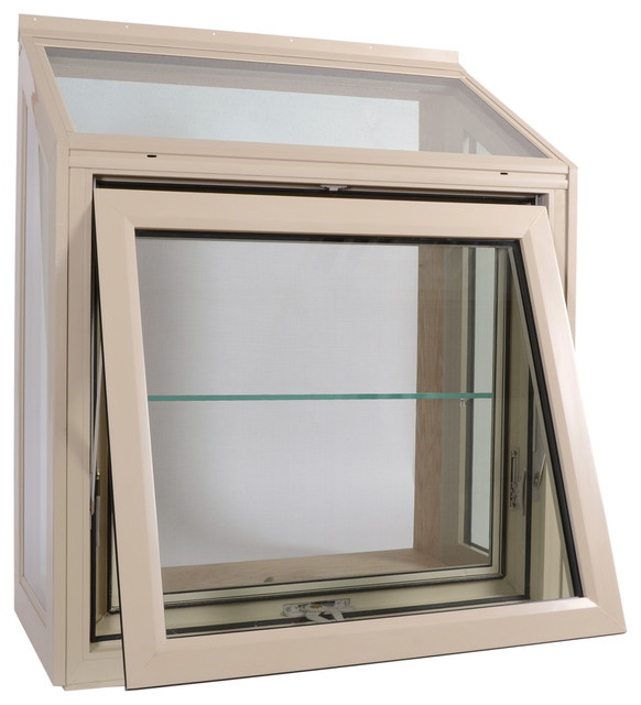 Garden Window Tan, 30"x30", Oak Seat Board, Clear Insulated Glass