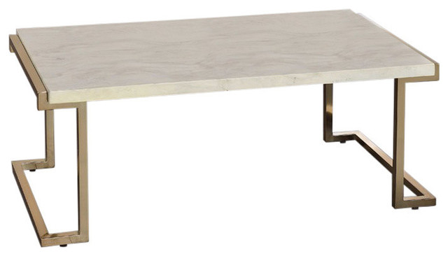 Acme Boice II Coffee Table, Faux Marble and Champagne
