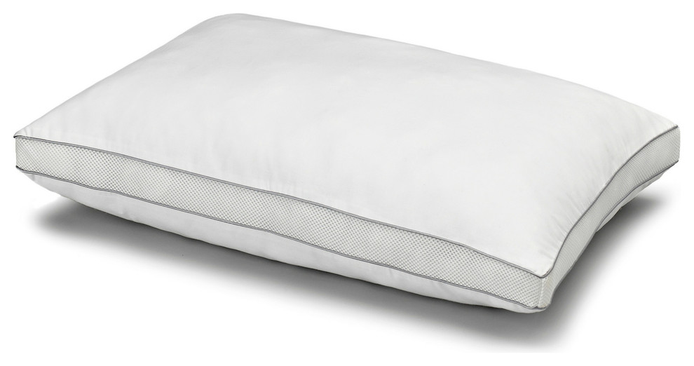 300TC Cotton Mesh Gusset Gel Fiber Soft Stomach Sleeper Pillow, Standard