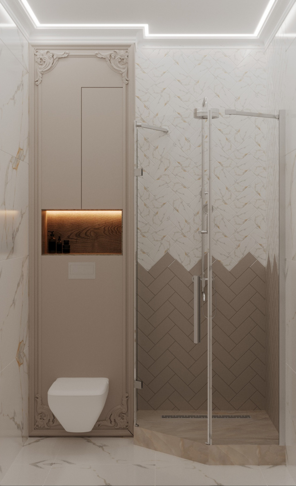 Спальня с душевой и гардеробной.