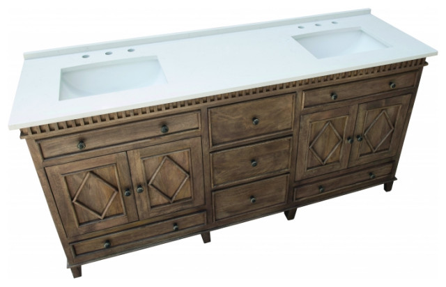 72 Inch Distressed Double Sink Bathroom, Double Sink Vanity 72 Inch With Top