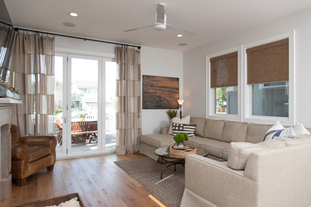 Example of a beach style living room design in Orange County