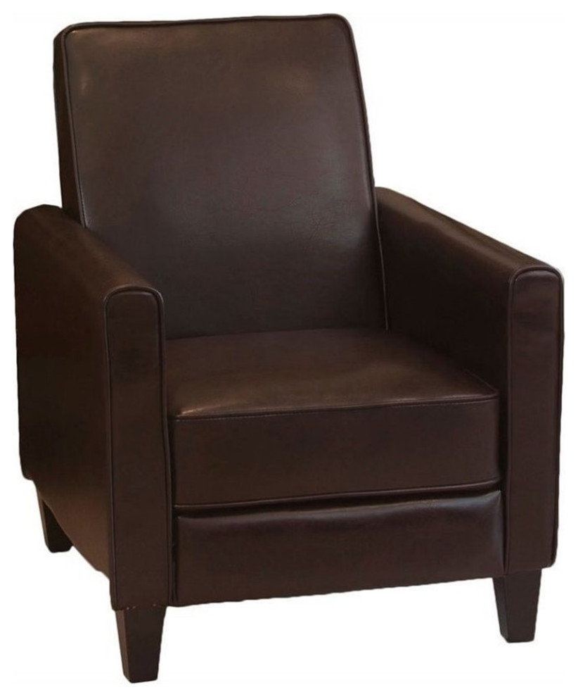 Bowery Hill Modern Bonded Faux Leather Recliner Club Chair in Chocolate