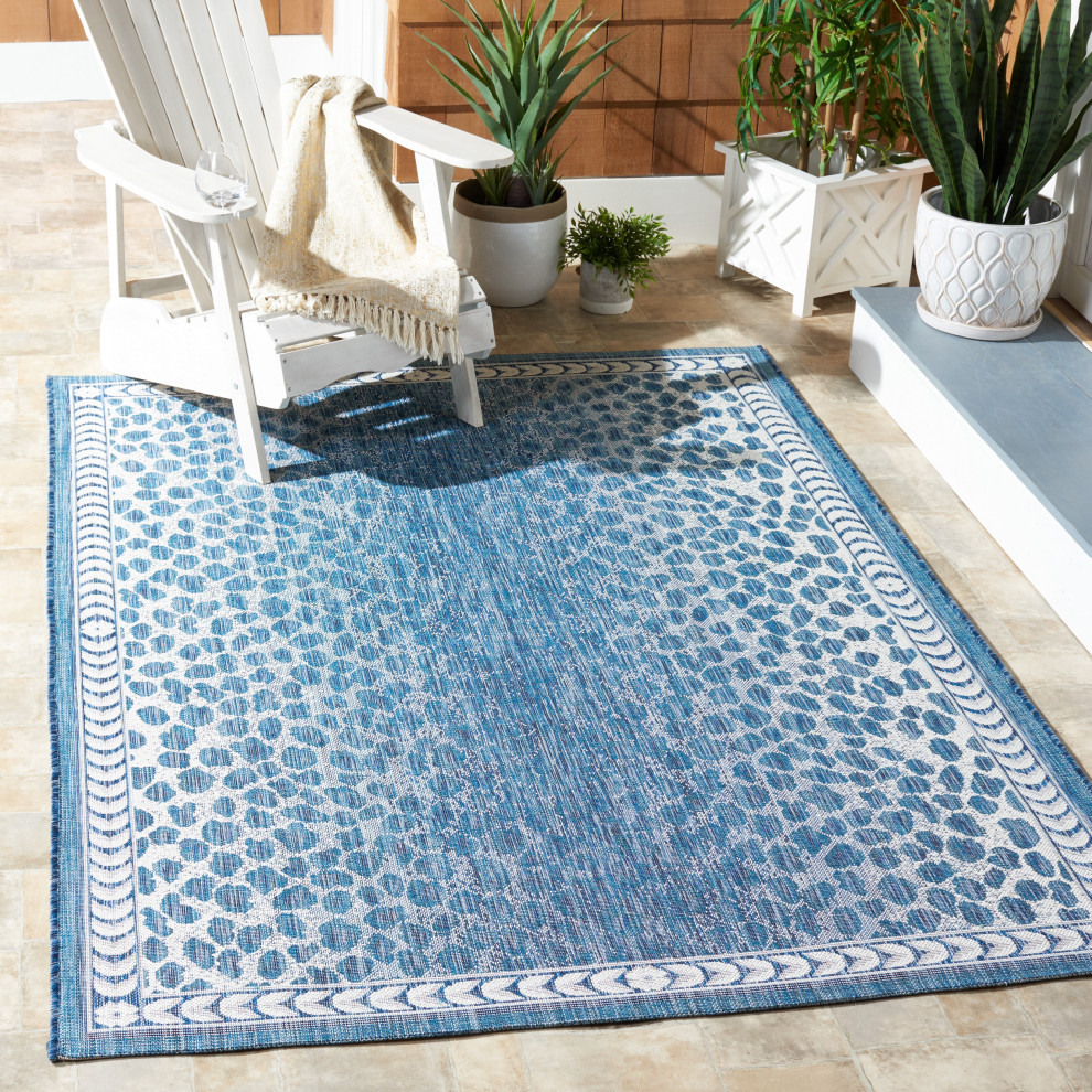 Safavieh Courtyard Cy8100 Animal Prints /Images Rug, Blue/Ivory, 8'x10 ...