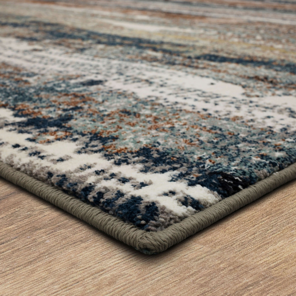 Karastan Colorful Waves Robin's Egg Blue Area Rug, 8'x10' Contemporary Area Rugs by Mohawk