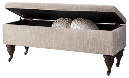 Threshold End of Bed Bench with Casters, Pewter