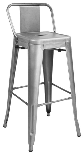 Design Lab Dreux Gunmetal Low Back Steel Counter Stools, Set of 4