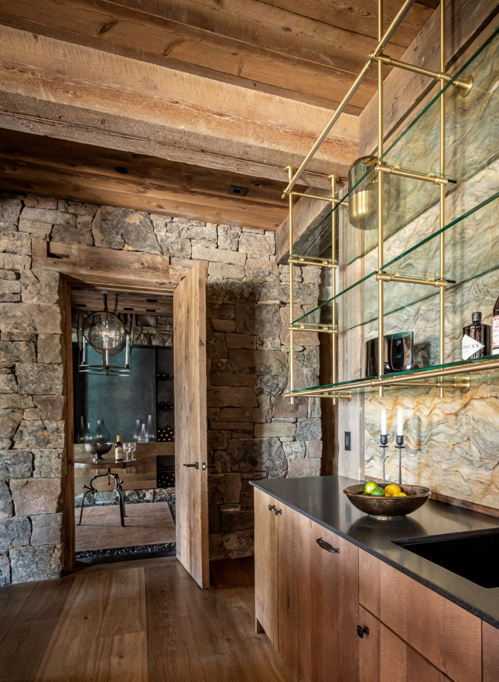 Inspiration for a rustic home bar remodel in Philadelphia