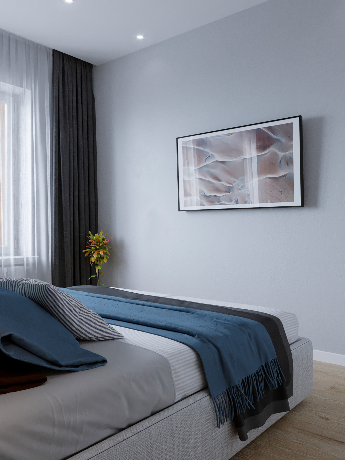 Современный интерьер дома с акцентами лестного цвета