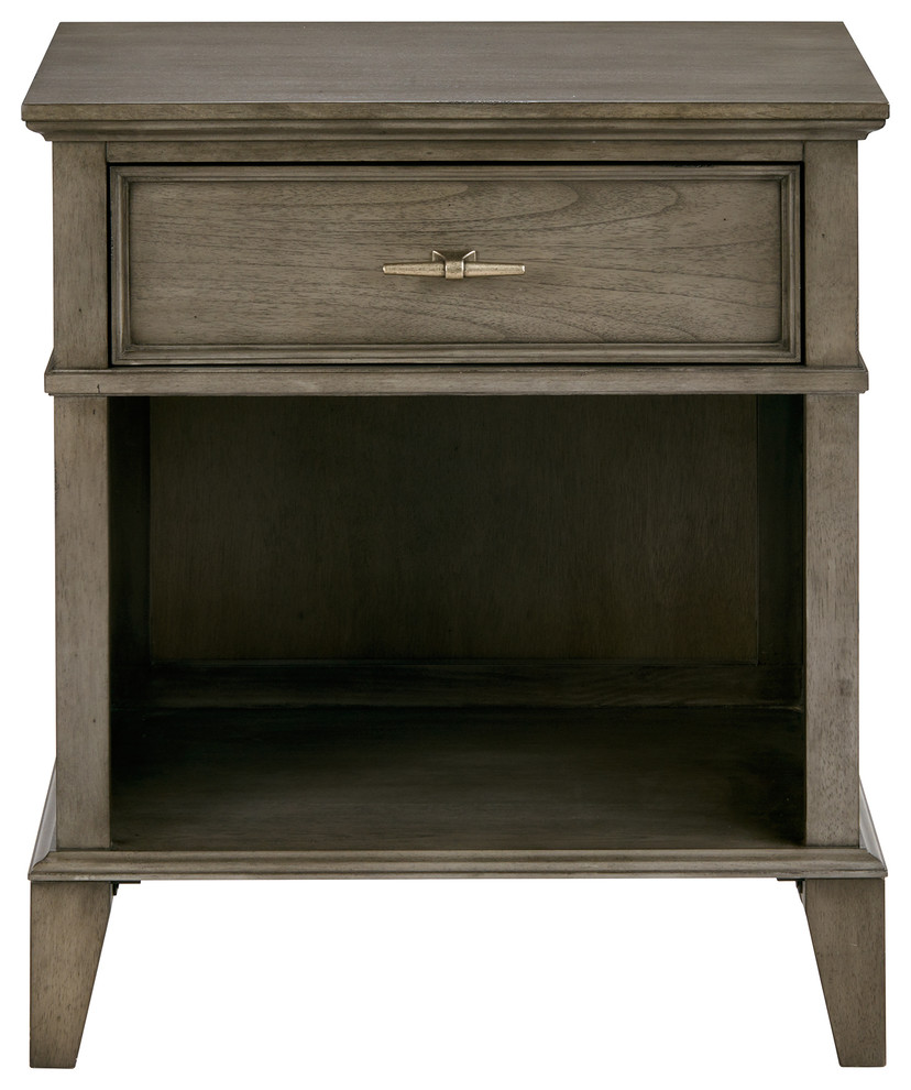 Madison Park Signature Reclaimed Grey Wood Nightstand with Bottom Shelf