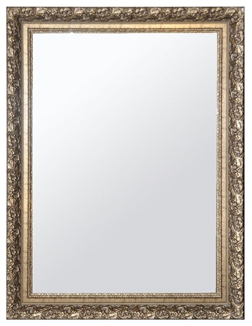 Raphael Rozen Hanging Framed Wall Mounted Mirror Satin Gold Traditional Wall Mirrors By Netmart