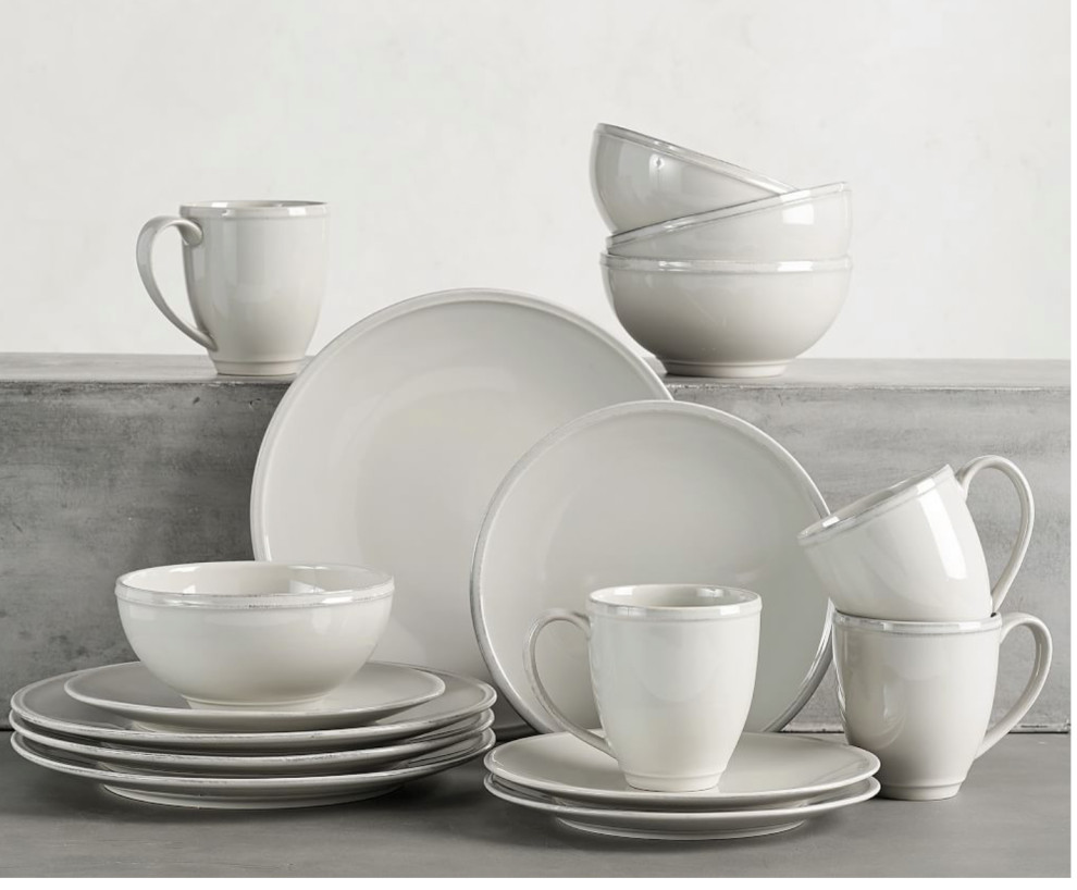 Selecting new dishes from Pottery Barn, West Elm or Wms Sonoma