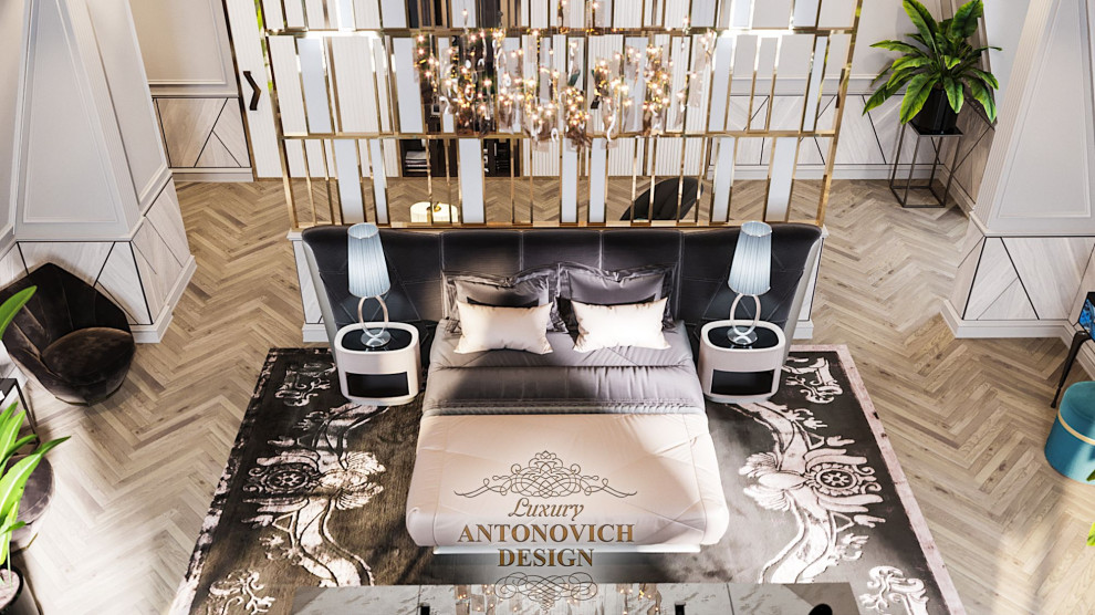 Стильная и уютная спальня от студии Luxury Antonovich Design