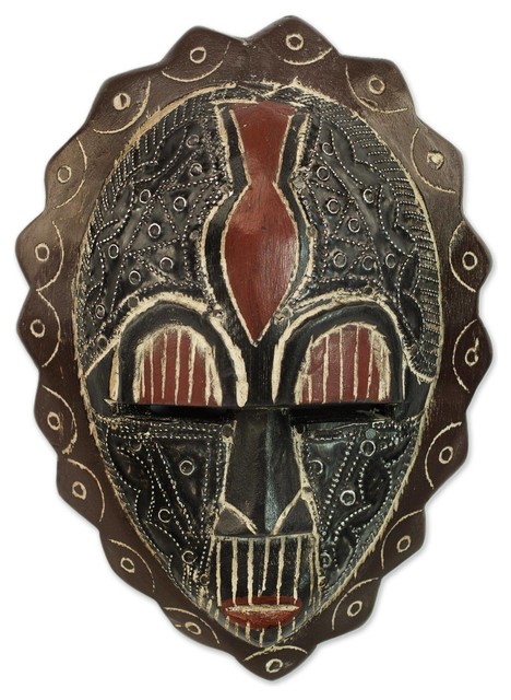 Happiness Ghanaian Wood Mask, Ghana - Southwestern - Wall Sculptures ...