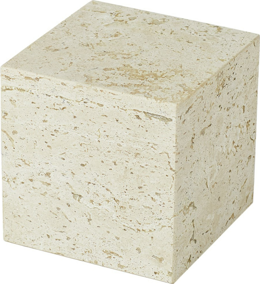 Travertine Cube Riser, Large Traditional Decorative Objects And