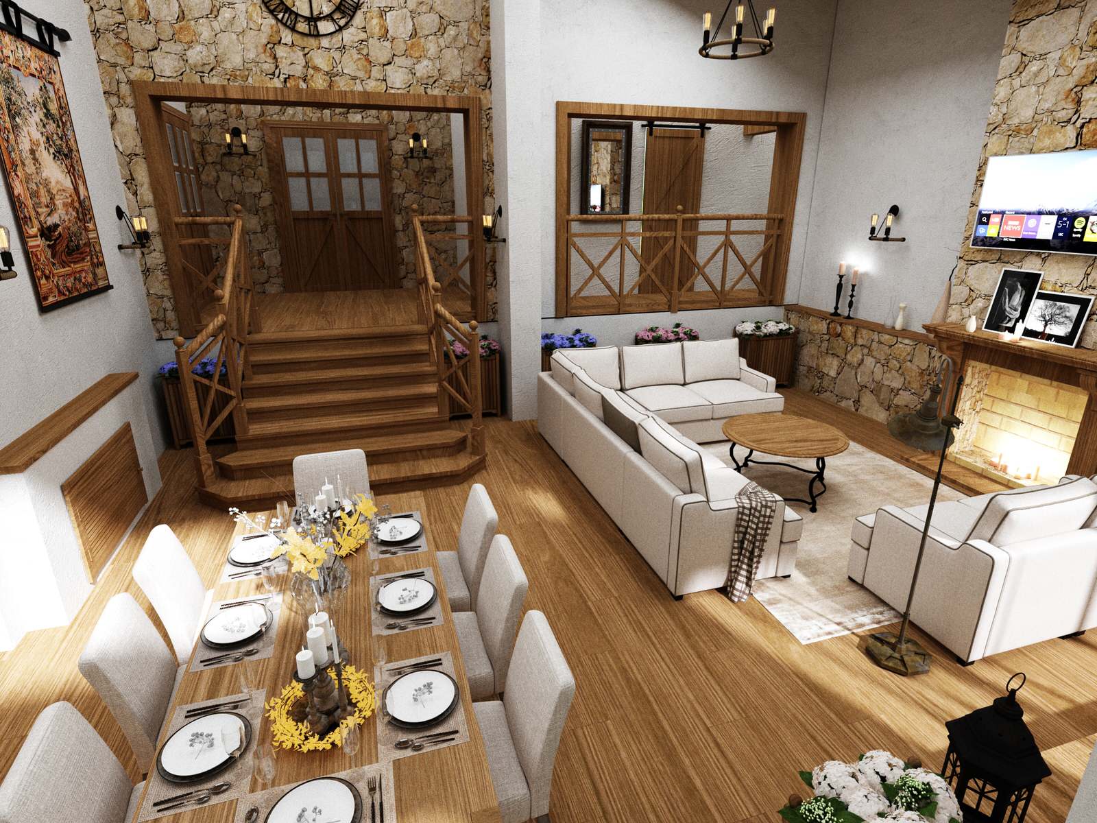 Гостиная в стиле шале