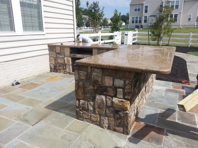 Outdoor Kitchen With Bar And Granite Countertops Leesburg Va