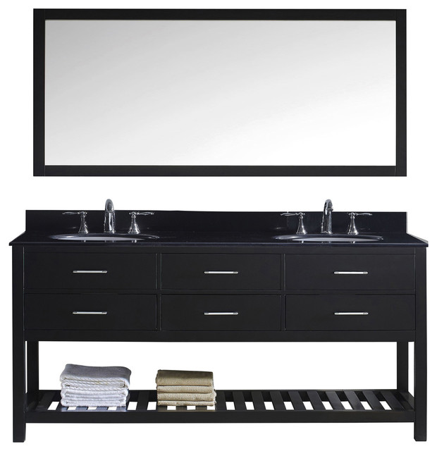 Caroline Estate 72" Double Bath Vanity, Espresso, Top, Sink, Faucet