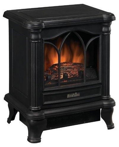 Black Freestanding Electric Stove Style Fireplace Space Heater