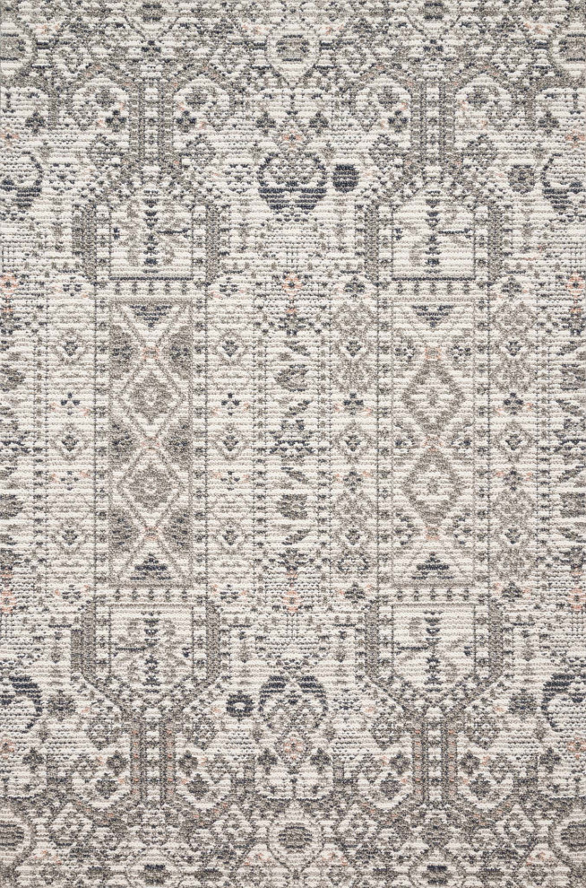Ivory Charcoal Blush Indoor Outdoor Cole Area Rug by Loloi, 2'7"x12'0"