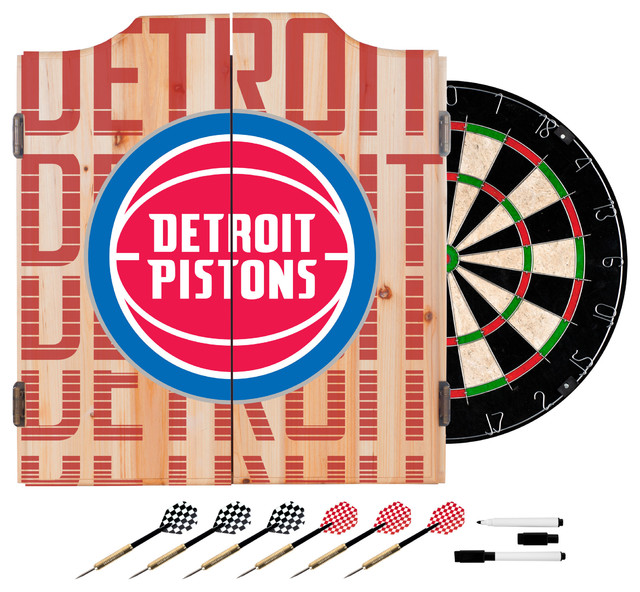 NBA Dart Set With Darts and Board, City, Detroit Pistons Contemporary Darts And