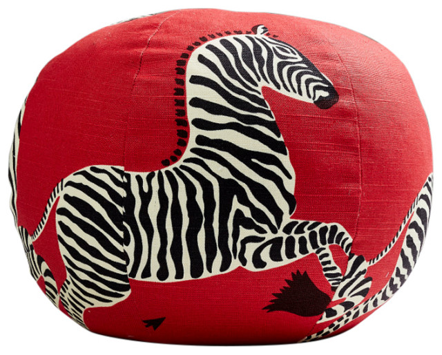 Zebras Sphere Pillow, Masai Red, 12" Diameter