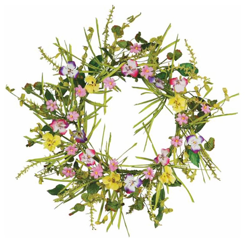 Oddity 18" Charming Pansies Wreath