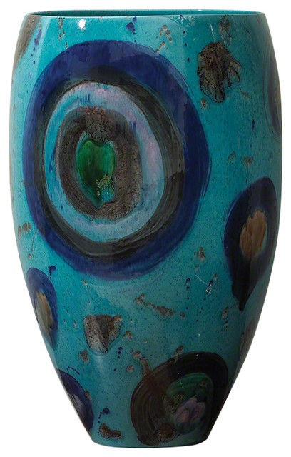 Luxe Turquoise Blue Dots Abstract Vase | Midcentury Modern Art Ceramic  Colorful - Contemporary - Vases - by My Swanky Home | Houzz