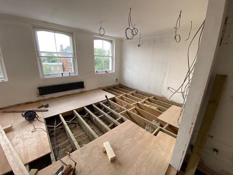 Upgrade of all floor joists and installation of new insulation