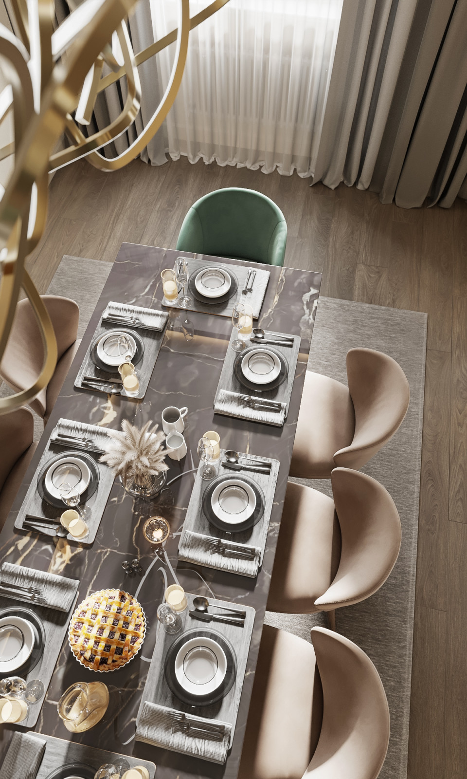 Кухня и отдельная столовая в коттедже