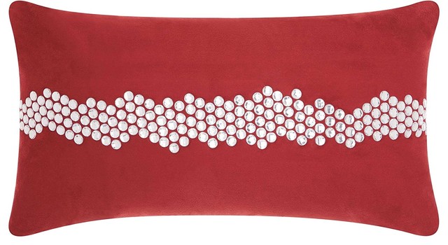 Mina Victory Luminecence Wavy Center Stones Burgundy Throw Pillow