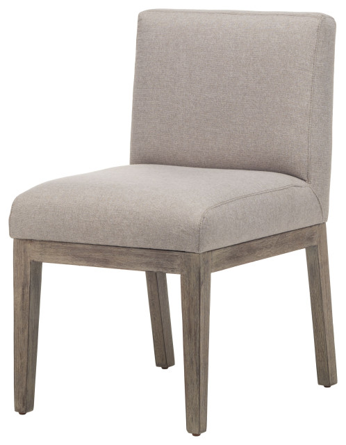 Wooden Chicago Dining Side Chair, Taupe Fabric - Transitional - Dining
