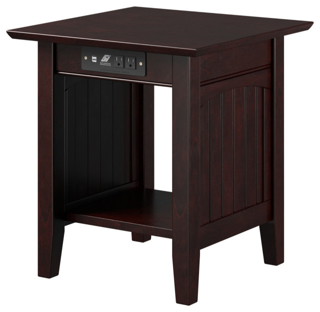 Nantucket End Table With Charging Station In Espresso
