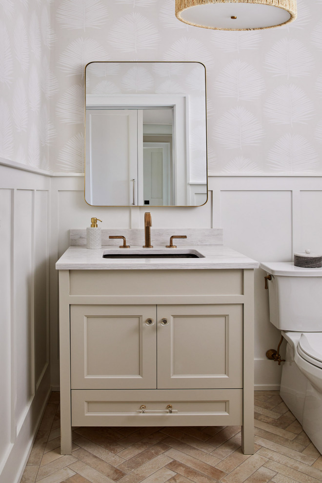 A Neutral Nook - Beach Style - Powder Room - Philadelphia - by The ...