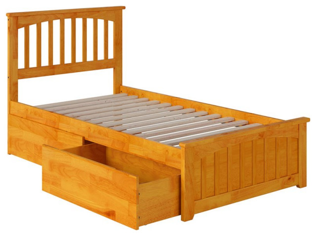 Atlantic Furniture Mission Twin XL Storage Platform Bed in Caramel