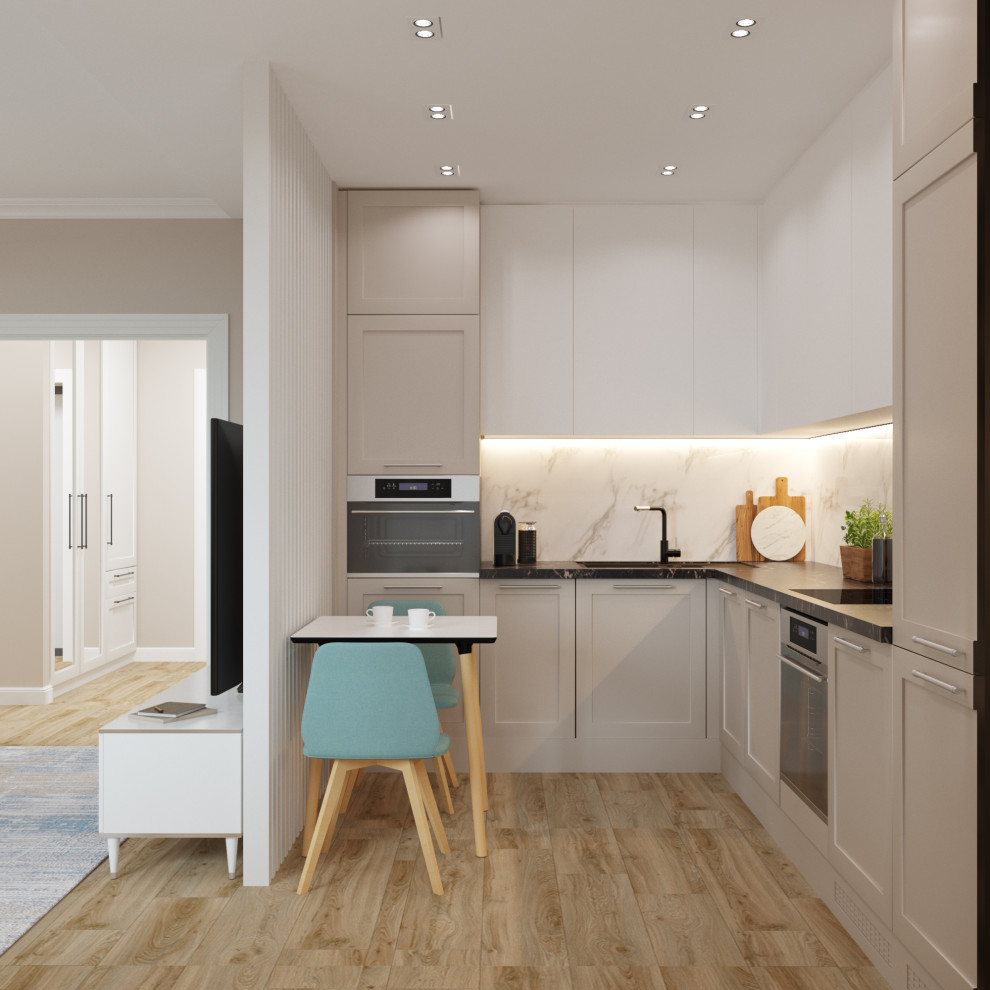 Квартира на Взлетной - гостиная-кухня