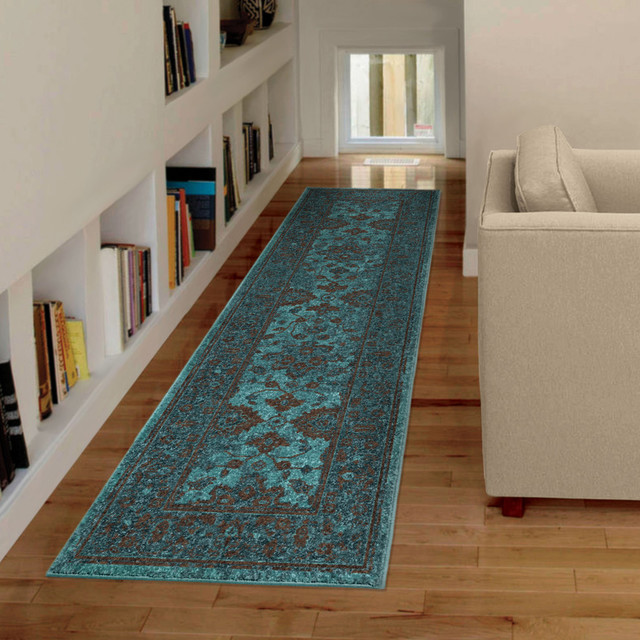 Orian Spoleto Persian Ethnicagra Area Rug, Blue Traditional Hall