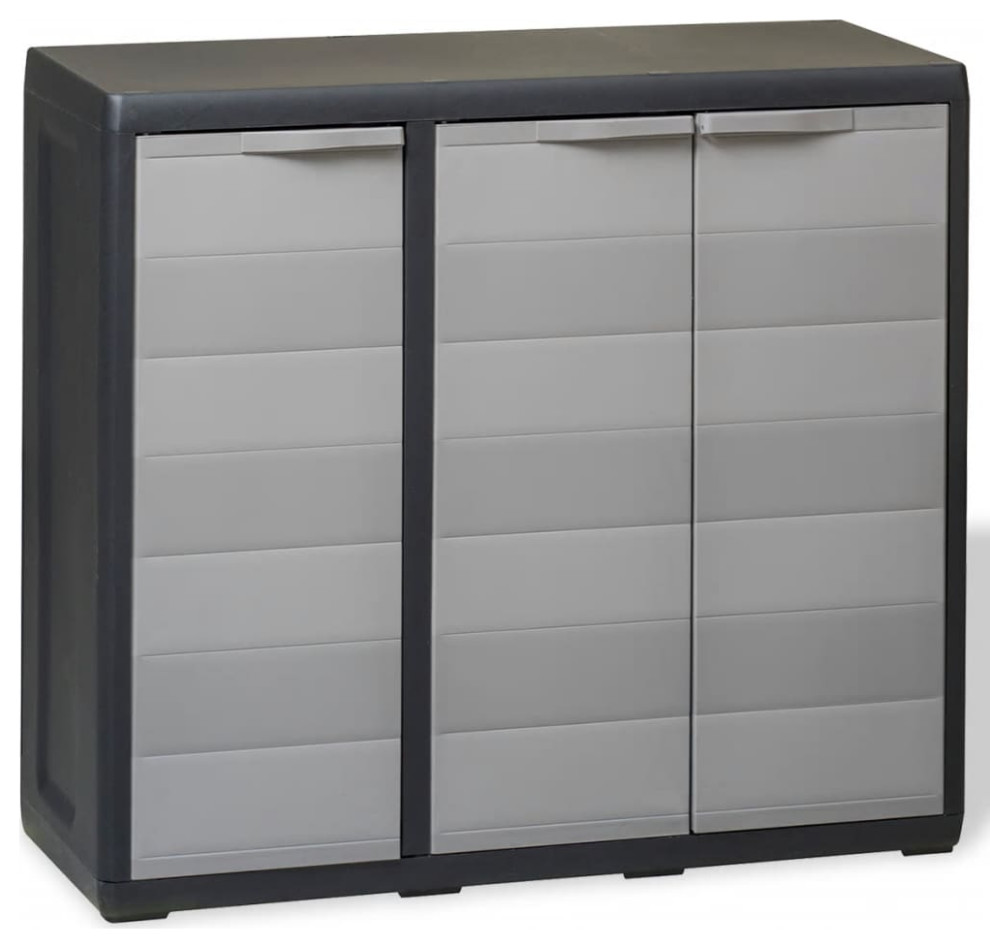 Starplast Cabinet Outdoor Garden Storage With Shelves Black /& Grey