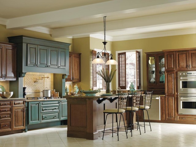 Decora Turquoise Rust Cabinets Traditional Kitchen Other