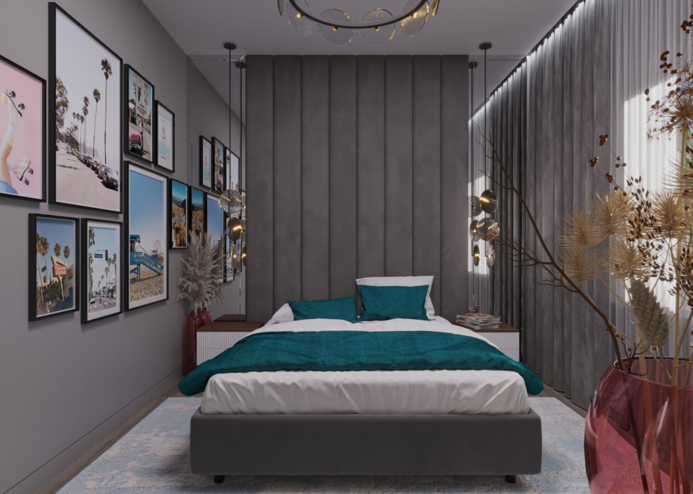 Спальня в современном стиле с гардеробной