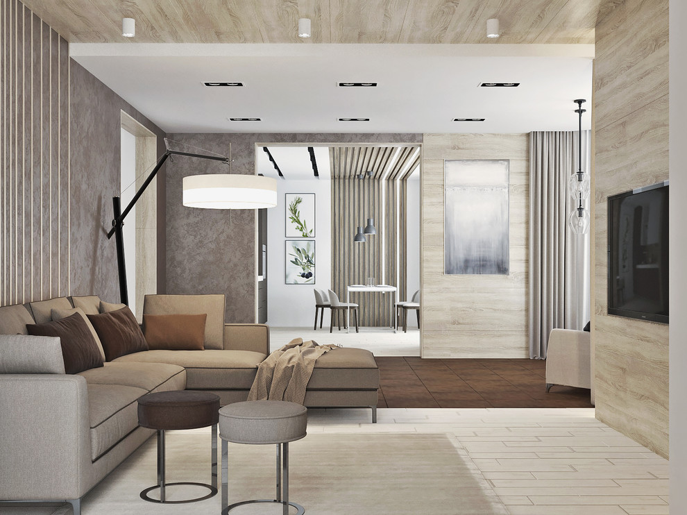 Кухня и гостиная в загородный дом