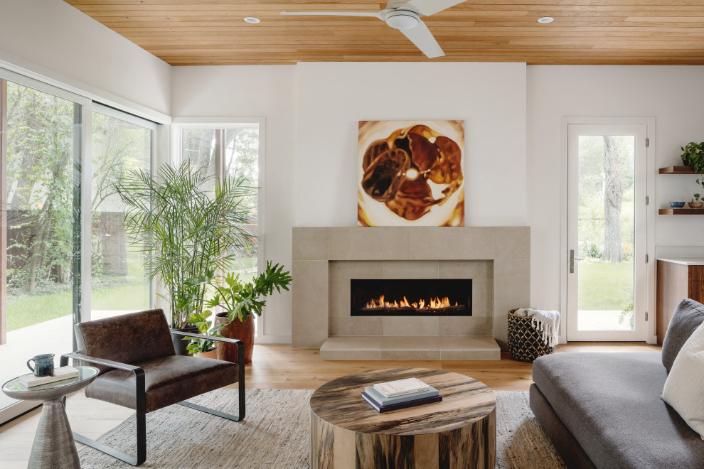 Example of a transitional home design design in Austin