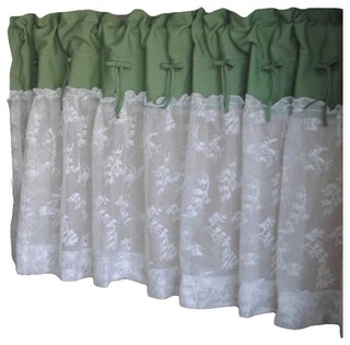 Green Lace Short Kitchen Curtain Half Curtain Cafe Curtain Tier Curtain Traditional Valances By Blancho Bedding