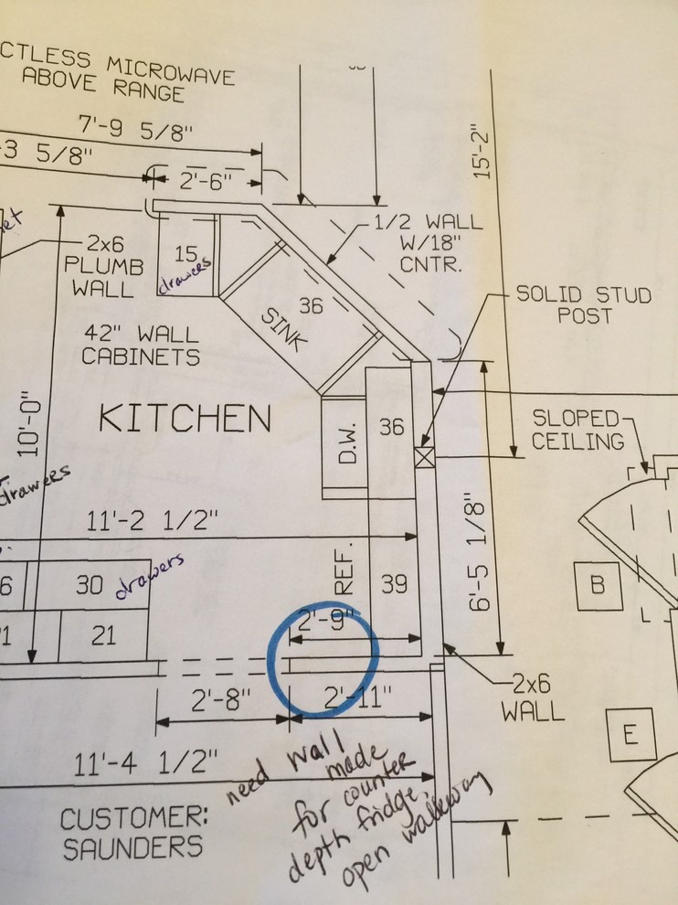 Help! - Cabinet depth refrigerator at the wall