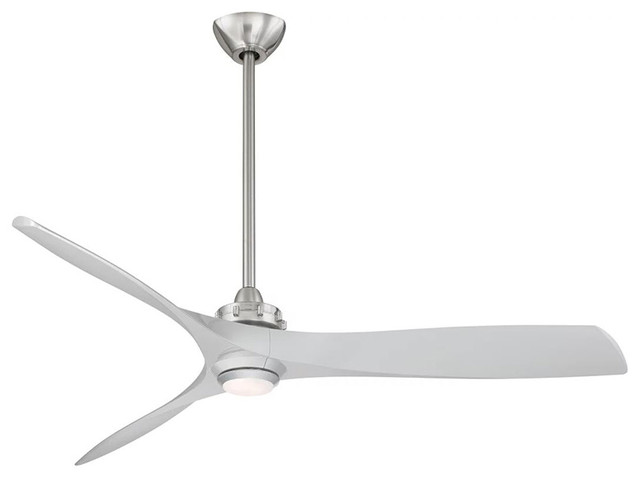 Aviation 60" Ceiling Fan Brushed Nickel Silver Blade White A