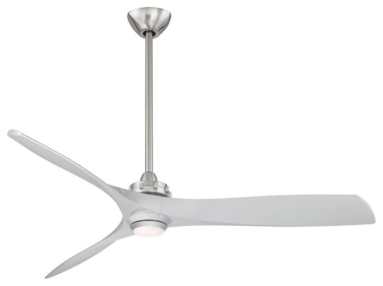 Aviation 60" Ceiling Fan Brushed Nickel Silver Blade White A