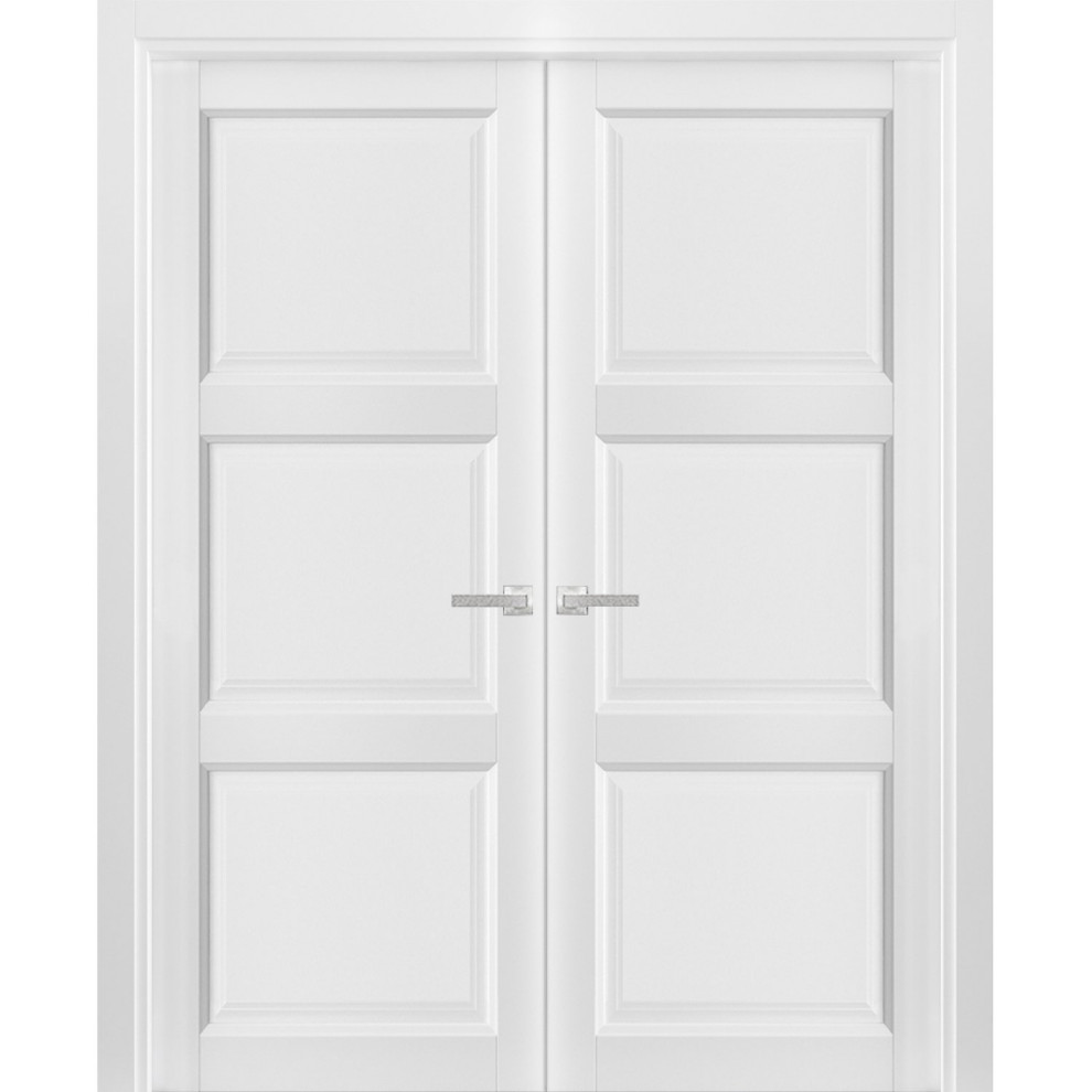 Solid French Double Doors | Lucia 2661 Matte White, 60