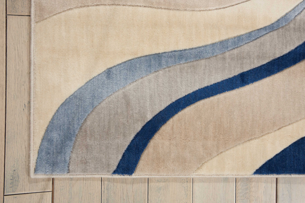 Nourison Somerset Ivory Blue Rectangle Area Rug 5'3" x 7'5