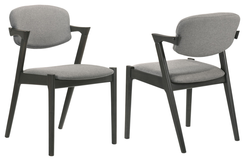 Stevie Upholstered Demi Arm Dining Side Chairs Brown Grey and Black, Set of 2